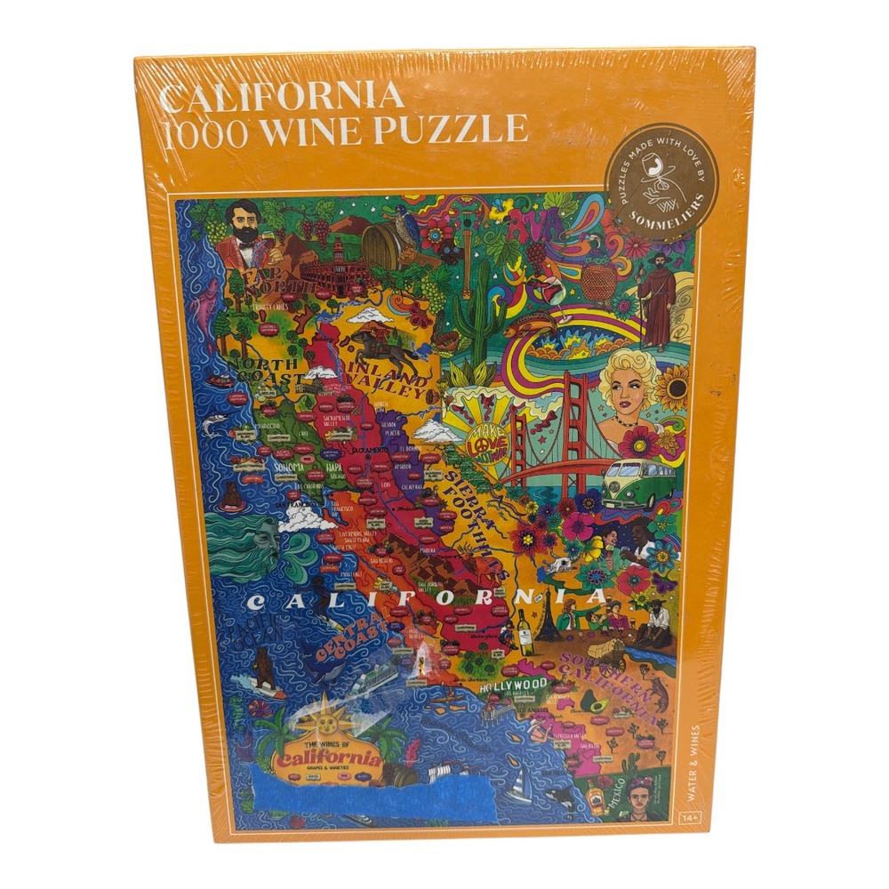 California Wine Jigsaw Puzzle Map Grapes Sommeliers 1000 Pcs New Sealed